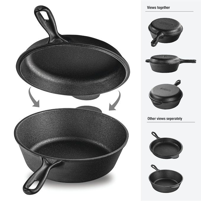 Granitestone Pre-Seasoned Cast Iron 2-in-1 Cooker, , large