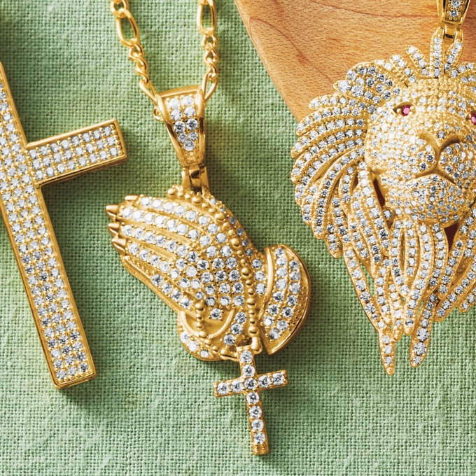 Praying Hands Crystal Pendant, , large