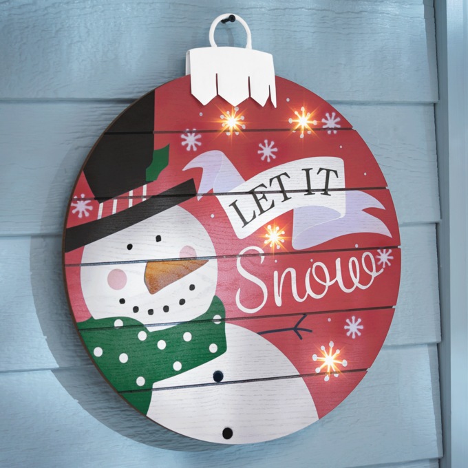 Lit Let It Snow Porch Sign, , large