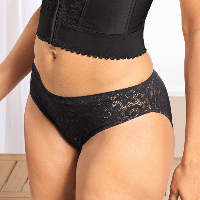 3-Pack Women&rsquo;s All-Over Lace Mid-Rise Panties with No-Ride Gripper Legs, , large