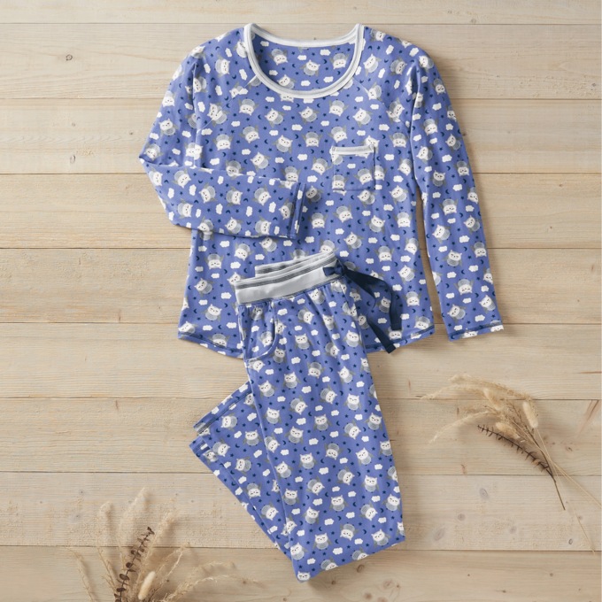 Cozy Print Knit PJ Set, , large