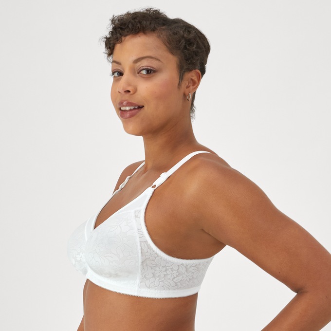 Bali Wireless Lace Double Support Bra with Adjustable Straps, White, large