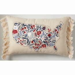 Floral USA Map Accent Pillow, , large