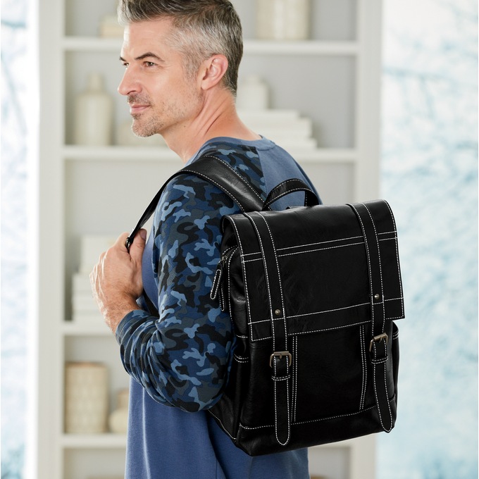 Faux-Leather Backpack, , large