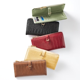 Women's Faux-Croco Wallet, , large