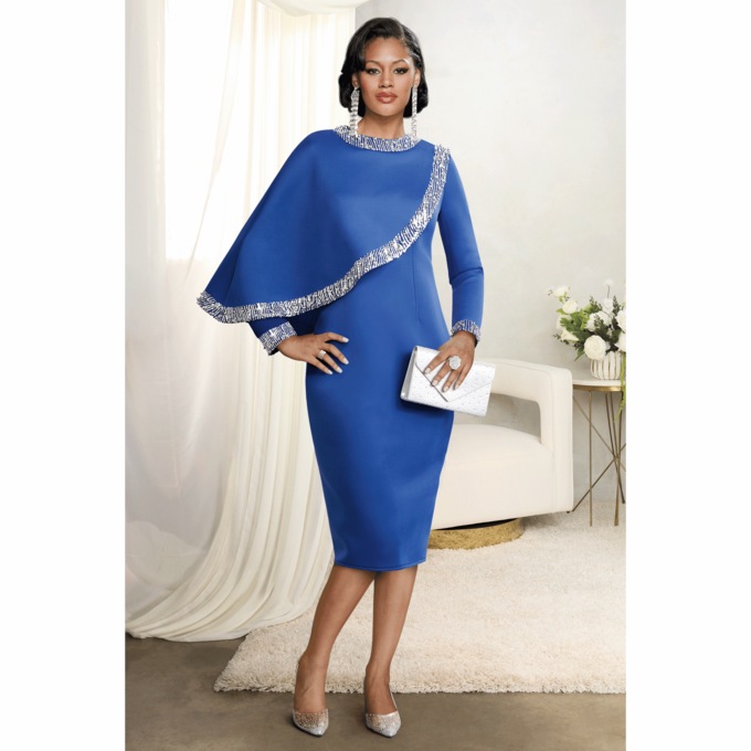 Amerie Cape Sheath Dress, , large