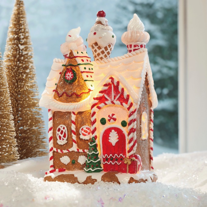 Lit Gingerbread House, Multi, large