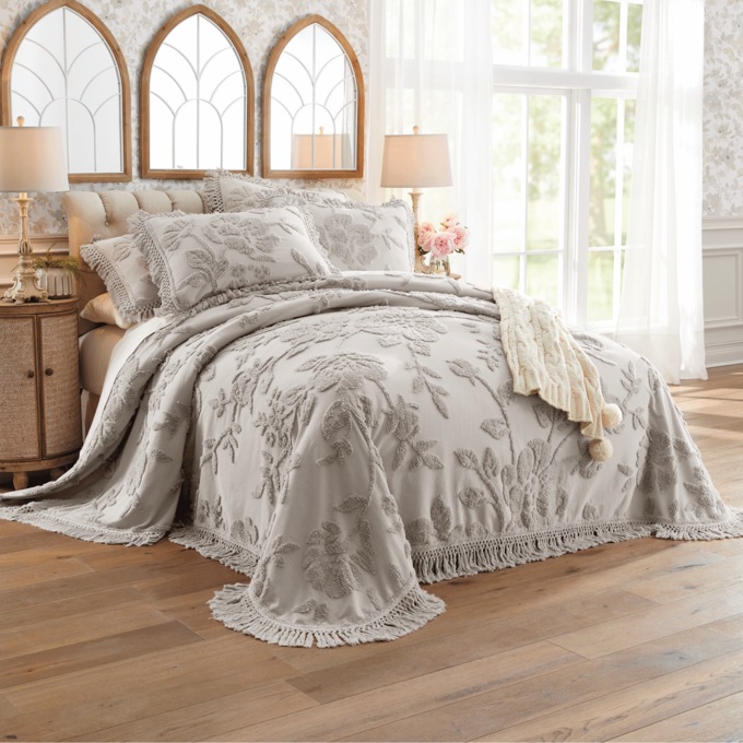 Alice Floral Chenille Bedspread, , large