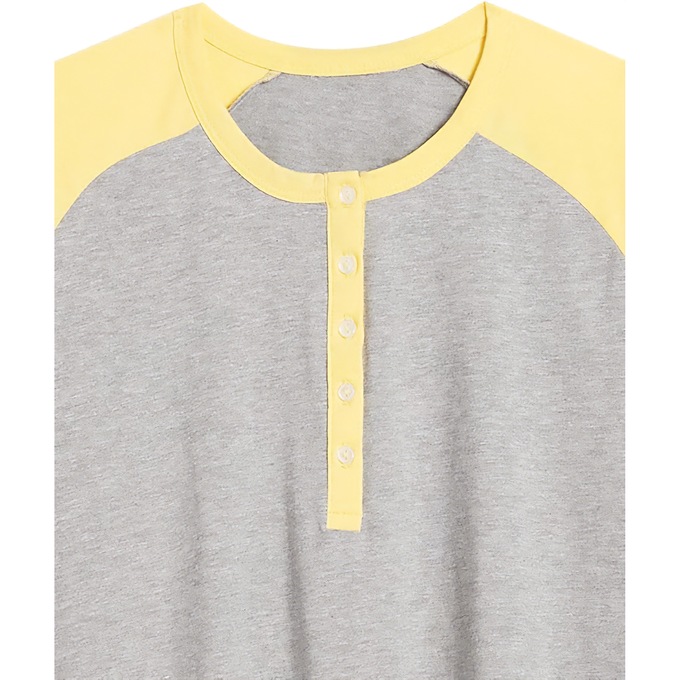 Short-Sleeve Henley Baseball Tunic, Gray Sunshine, large