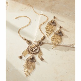 Crystal Thread Drop Long Necklace &amp; Earrings - Buy Both and Save, , large