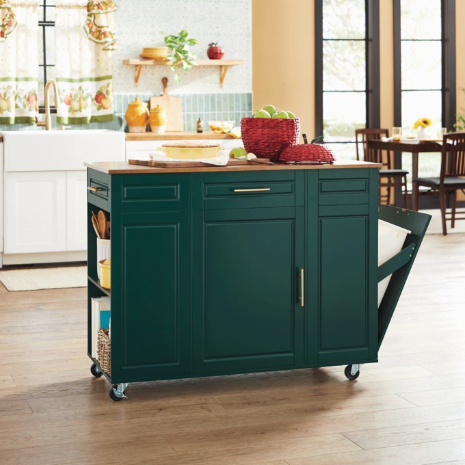 Pantry Kitchen Island, Evergreen, large