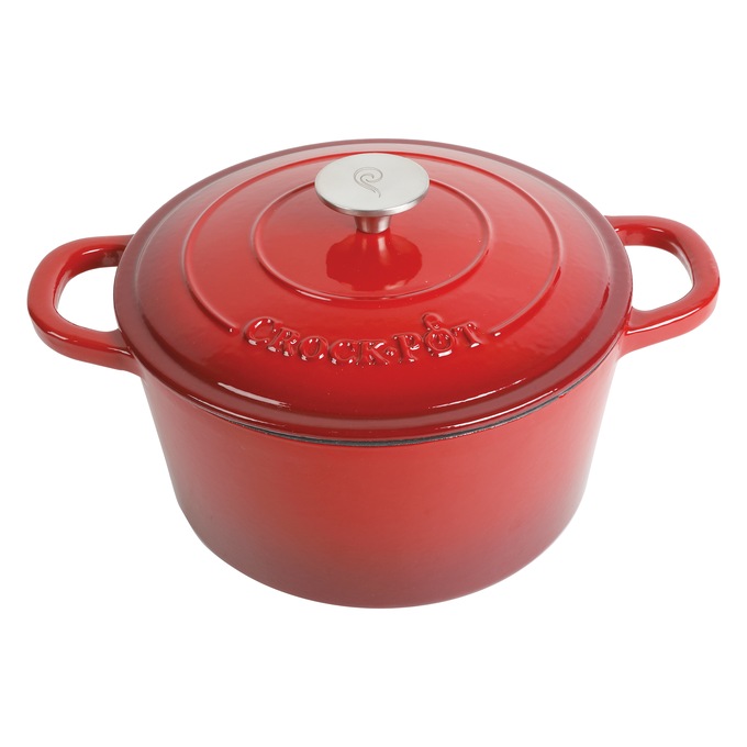 Crock Pot Artisan 5-qt. Enameled Cast Iron Dutch Oven with Lid, Scarlet Red, large