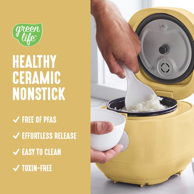 Greenlife 4-Cup Rice and Grains Cooker, Butter, large