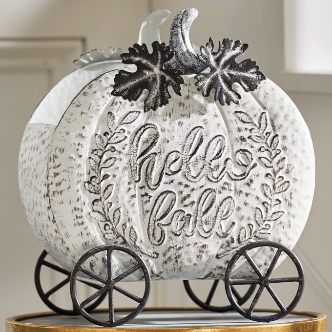 Metal Hello Fall Pumpkin Planter, , large