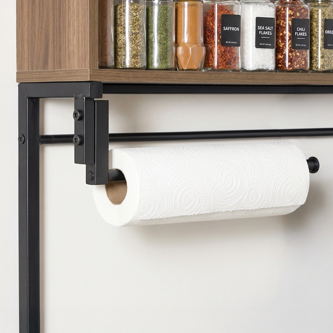 Wakefield Powered Bakers Rack, Walnut Black, large