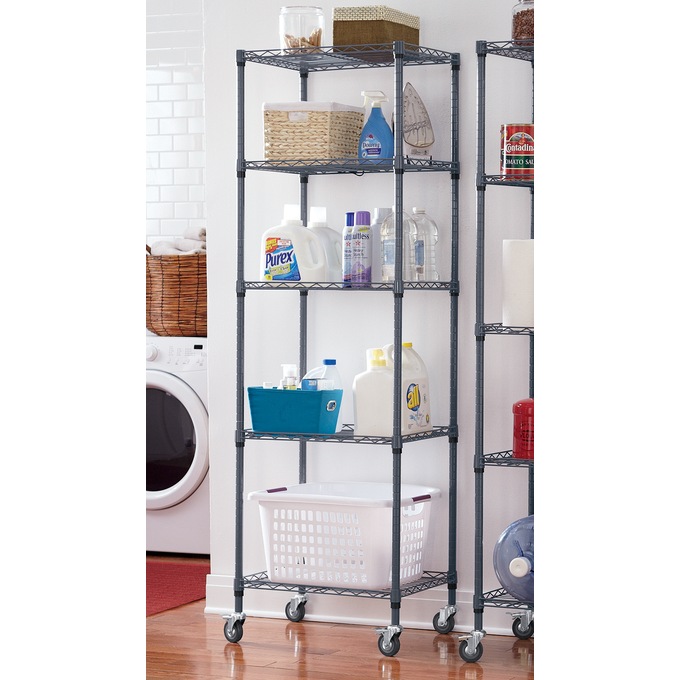 5-Shelf Tower Metal Rolling Rack, , large