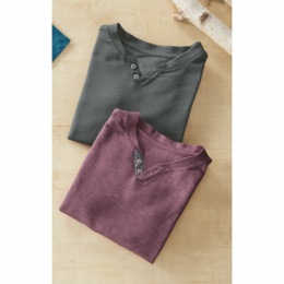 2-Pack Short Sleeve Henley Shirts, , large