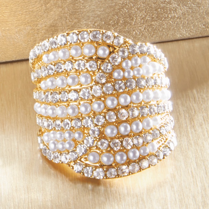 Jeweled Stretch-Band Ring, , large