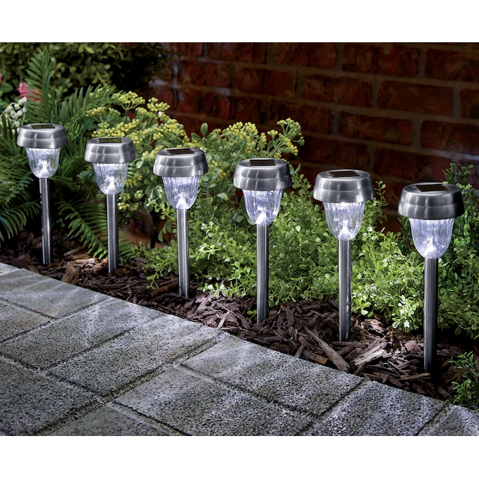 6-Piece Solar Stake Light Set, Silver, large