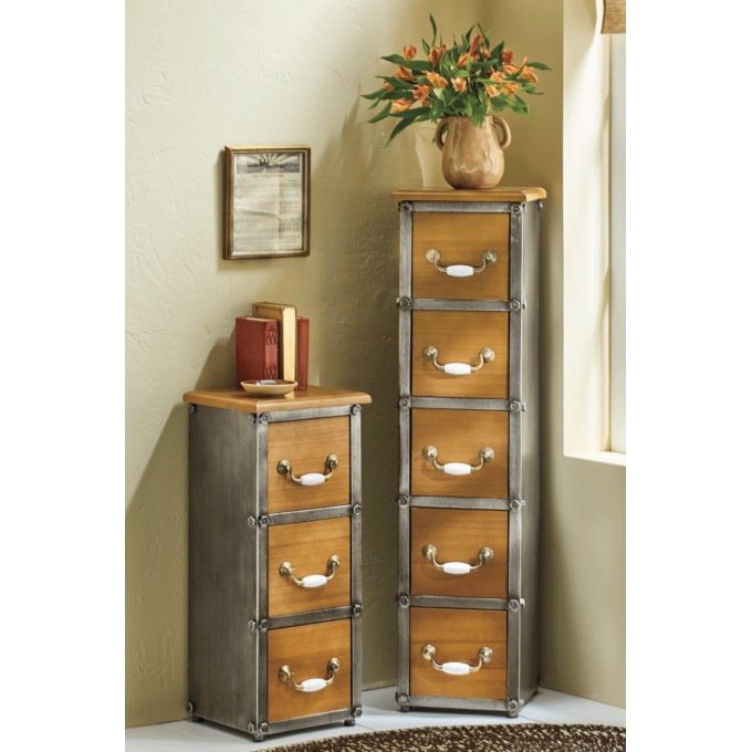 Rustic Industrial 5-Drawer Cabinet, Wood, large