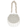 Seashell-Shaped Faux-Pearl & Rhinestone Evening Bag with Beaded Fringe for Women, , large
