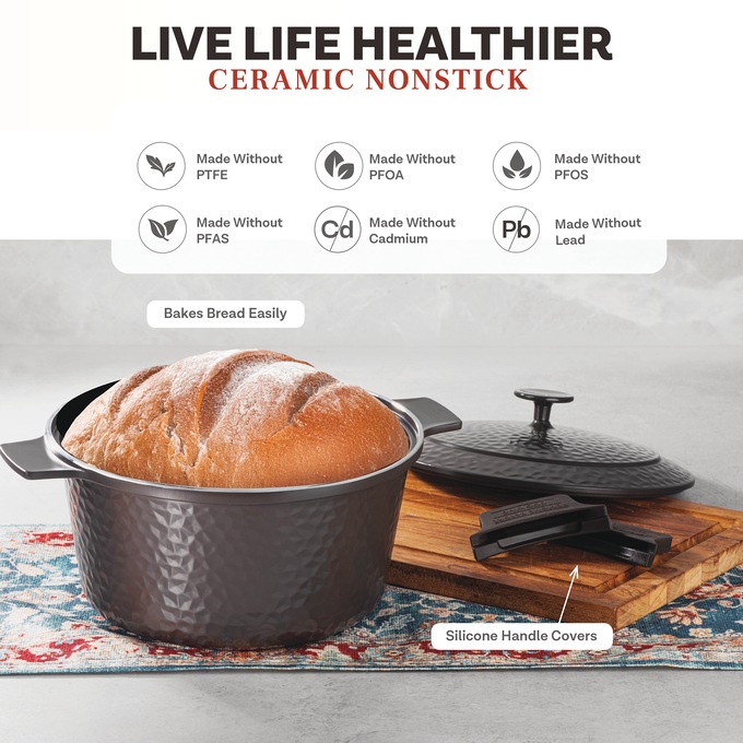 Gotham Steel 5-Quart Hammered Dutch Oven, , large
