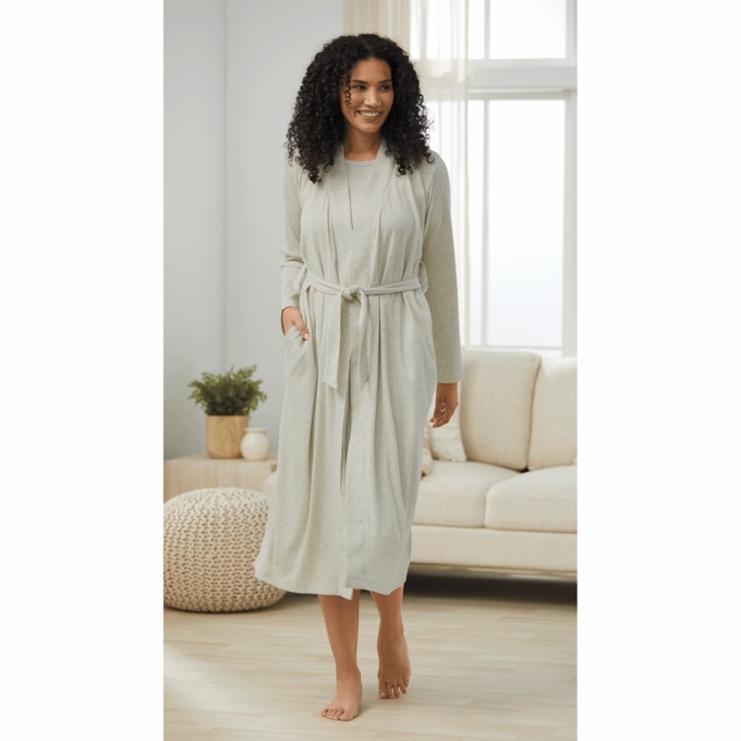 Wide-Rib Robe, Oatmeal, large