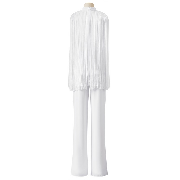 Too Far Out Fringe Pant Set, White, large