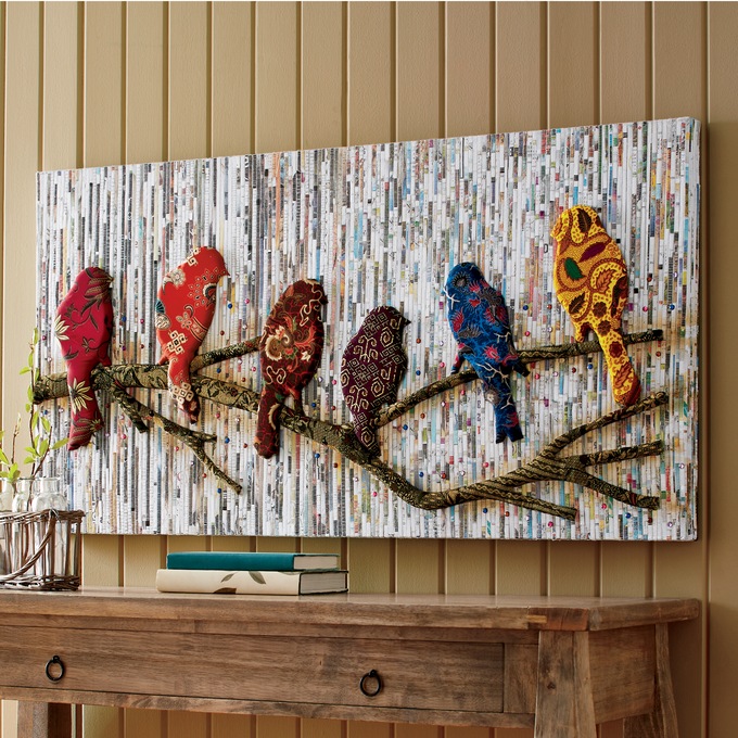 Textured Batik Bird Wall Art, , large