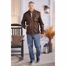 Sherpa-Lined Leather Coat, , large