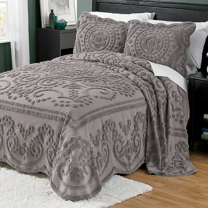 BrylaneHome The Paisley Chenille Bedspread - King, Spice Purple