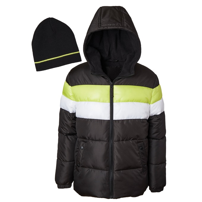 Boys&#39; Puffer Jacket with Hat, , large