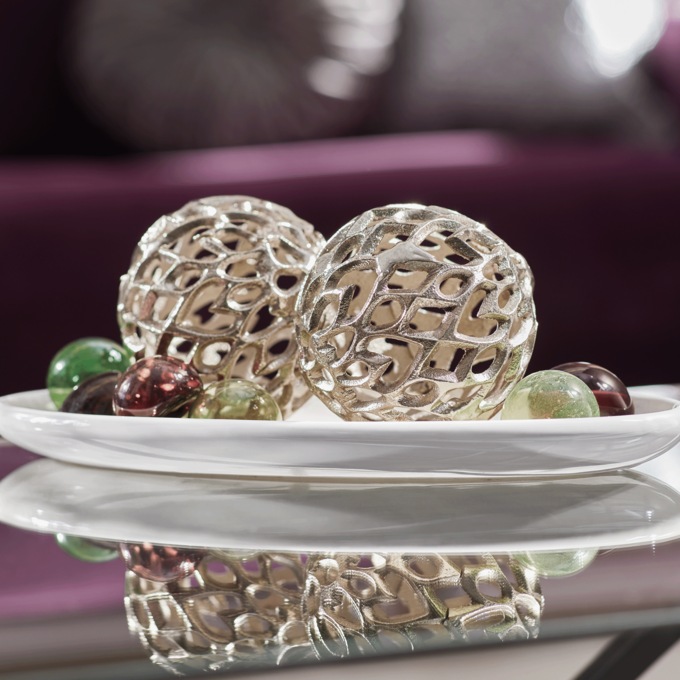 Set of 2 Silvertone Orbs, , large