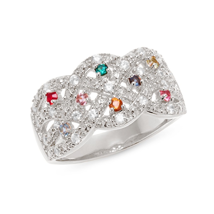 Birthstone Braided Family Ring, , large
