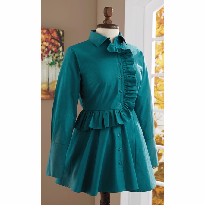 Ruffled Woven Tunic, , large