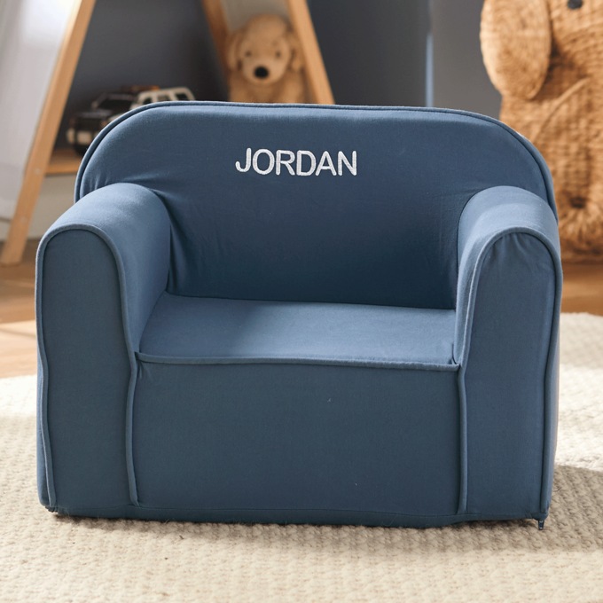 Kid's Lightweight Foam Chair with Washable Cover and Carry Handle, Indigo Blue, large
