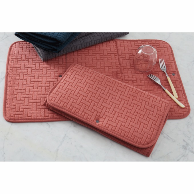 Set of 2 Kitchen Drying Mat, Terracotta, large