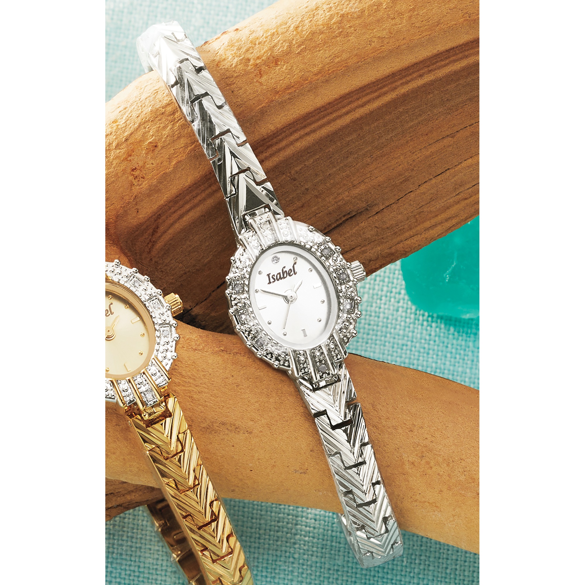 Personalized Ladies' Bracelet Watch, Silvertone, large