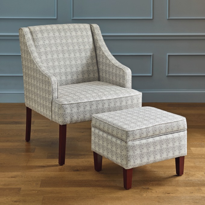 Charlotte Storage Ottoman, Gray Pattern, large