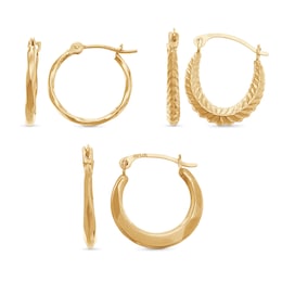 3-Pair Gold Mini Hoop Set, , large