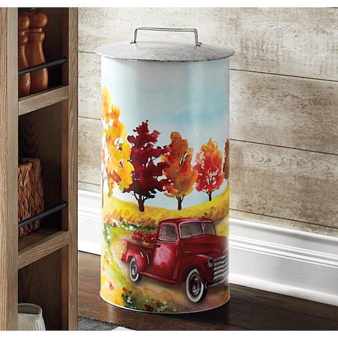 Red Truck Harvest Trash Can, , large