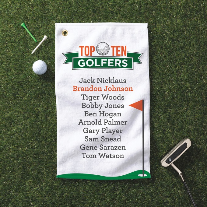 Personalized Top Ten All-Time Greats Golf Towel, , large