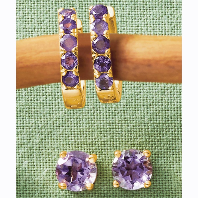 Gemstone 2-Pair Hoop & Post Set, , large