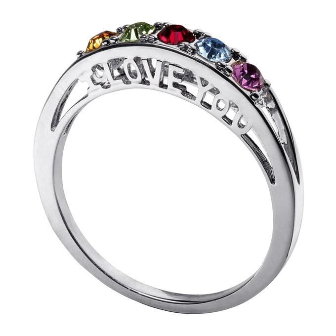 I Love You Family Sterling Silver Ring, , large