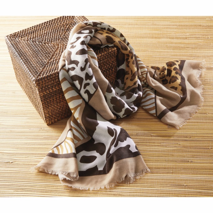 Multi Animal Stripe Scarf, , large