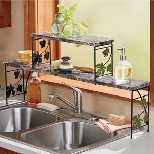 Faux-Marble Ivy Over-The-Sink Shelf, , large