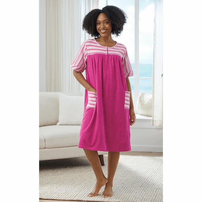 Colorblock Terry Zip Dress, , large