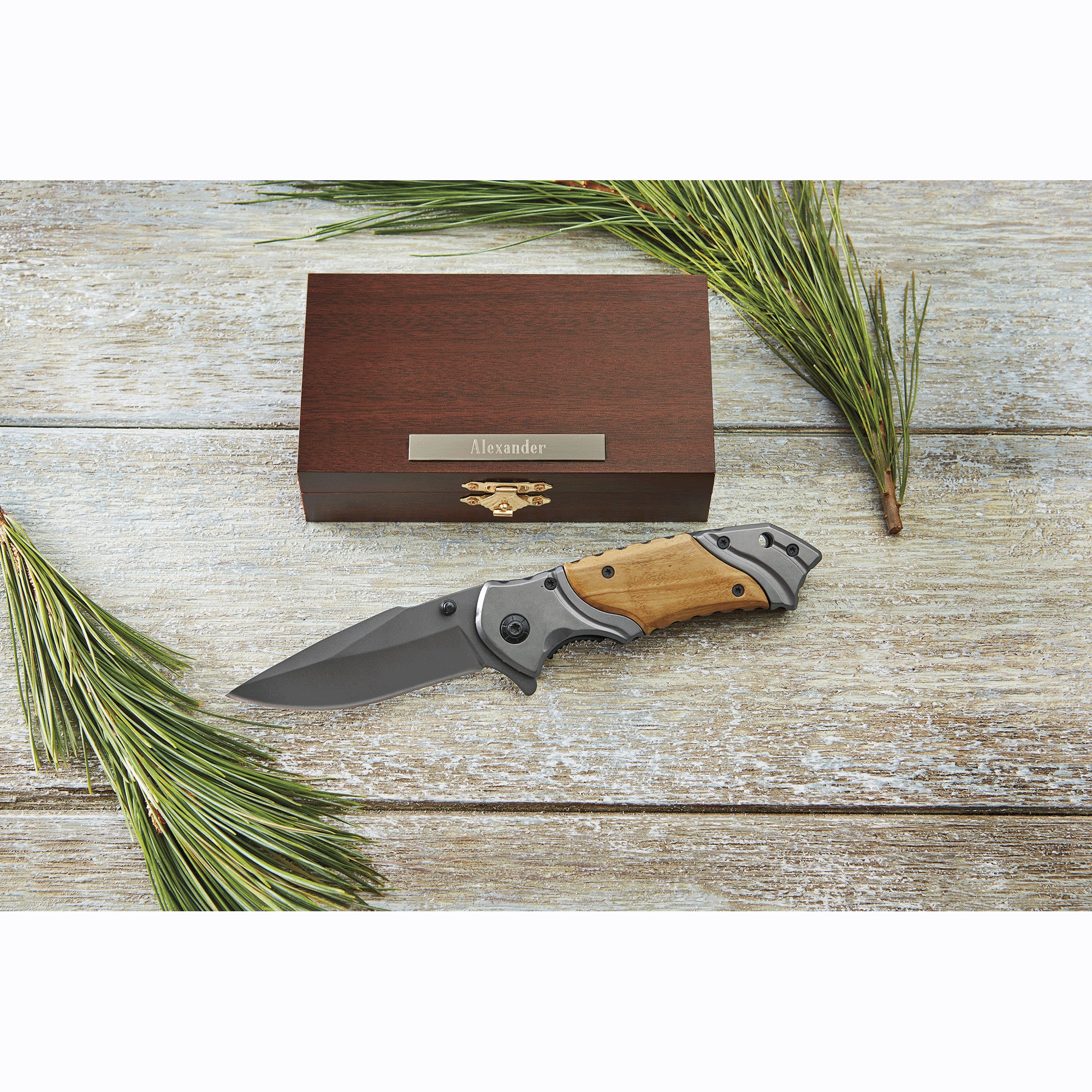 Woodtone Pocket Knife in Personalized Gift Box, , large