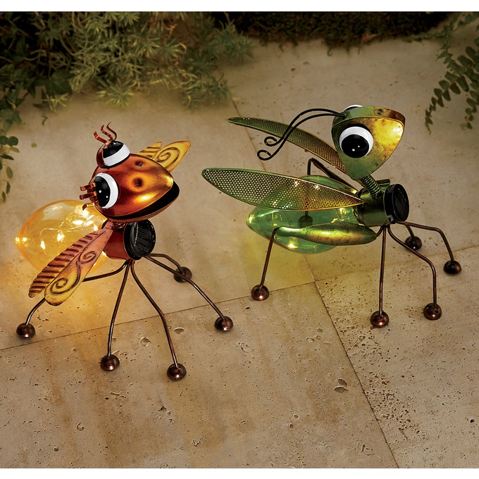 Buy Both and Save Solar Butterfly and Grasshopper Figurines, , large