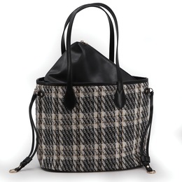 Plaid Tote with Pouch, , large